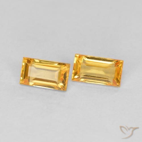 0.50ctw Naturale Arancio Dorato Profondo Zaffiro, Taglio a baguette, VS