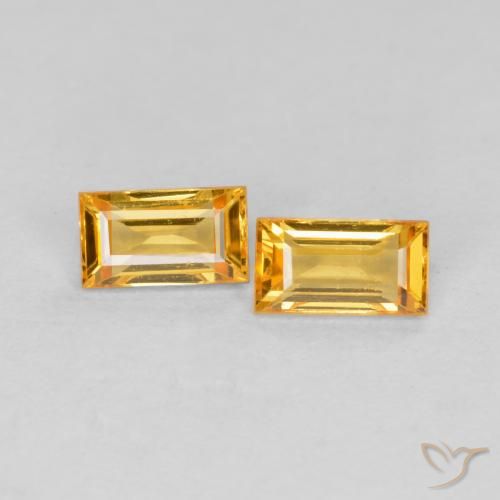 Gemme di Zaffiro Arancio Dorato Profondo naturale da 0.50 ct, Taglio a baguette, VS