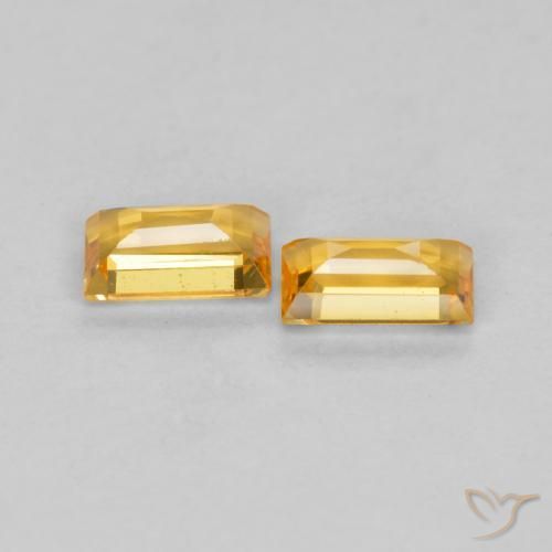 Gemme di Zaffiro Arancio Dorato Profondo naturale da 0.50 ct, Taglio a baguette, VS