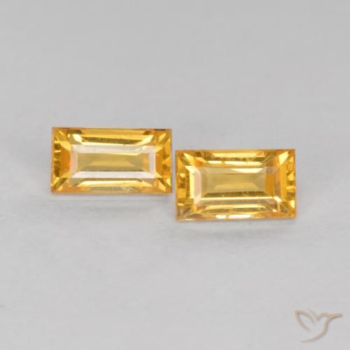 0.58ctw Naturale Arancio dorato Zaffiro, Taglio a baguette, VS