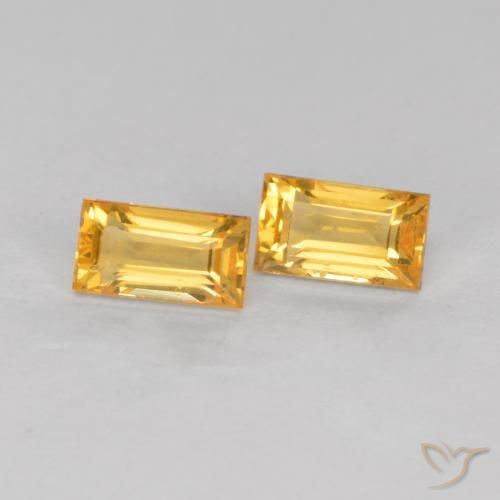 Gemme di Zaffiro Arancio dorato naturale da 0.58 ct, Taglio a baguette, VS
