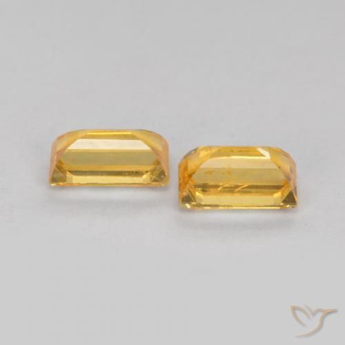 Gemme di Zaffiro Arancio dorato naturale da 0.58 ct, Taglio a baguette, VS