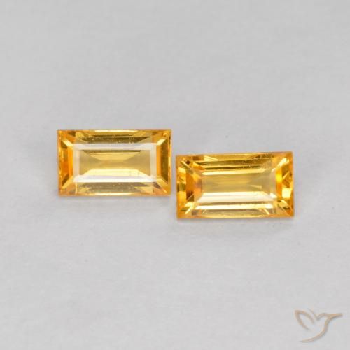 0.48ctw Naturale Arancio Dorato Profondo Zaffiro, Taglio a baguette, VS