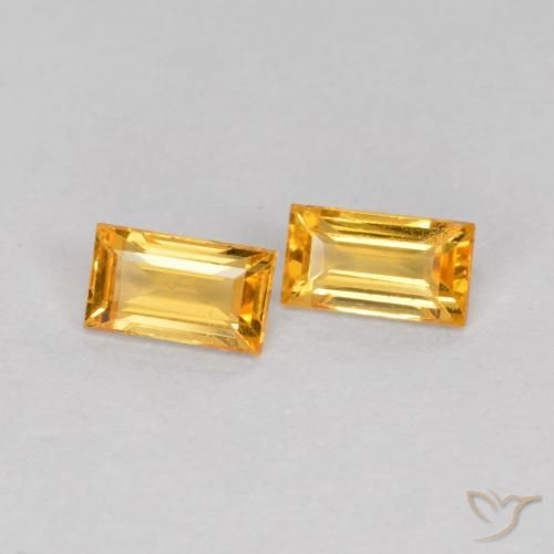 Gemme di Zaffiro Arancio Dorato Profondo naturale da 0.48 ct, Taglio a baguette, VS