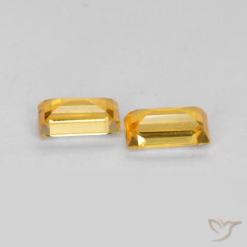 Gemme di Zaffiro Arancio Dorato Profondo naturale da 0.48 ct, Taglio a baguette, VS