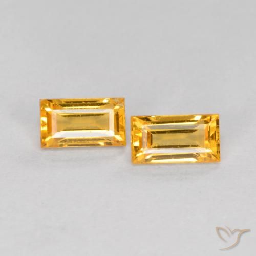 0.52ctw Naturale Arancio Dorato Profondo Zaffiro, Taglio a baguette, VS