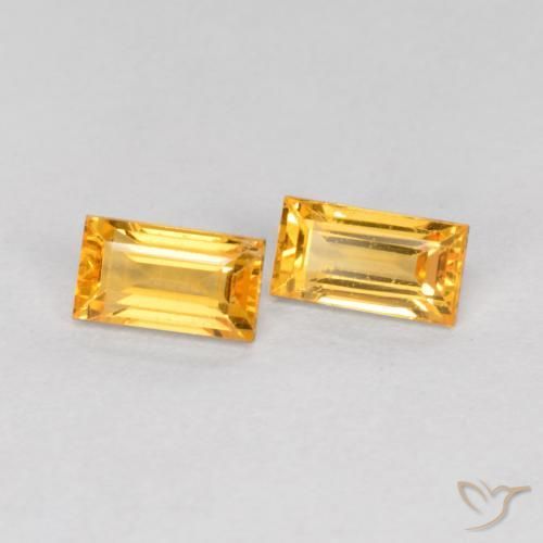 Gemme di Zaffiro Arancio Dorato Profondo naturale da 0.52 ct, Taglio a baguette, VS