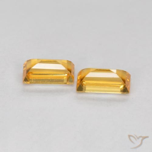 Gemme di Zaffiro Arancio Dorato Profondo naturale da 0.52 ct, Taglio a baguette, VS