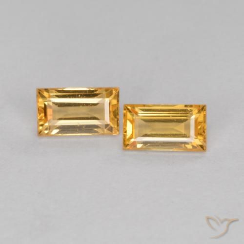 0.48ctw Naturale Arancio-Oro Zaffiro, Taglio a baguette, VS