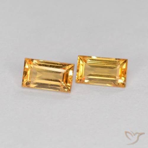 Gemme di Zaffiro Arancio-Oro naturale da 0.48 ct, Taglio a baguette, VS