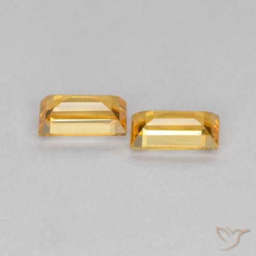 Gemme di Zaffiro Arancio-Oro naturale da 0.48 ct, Taglio a baguette, VS