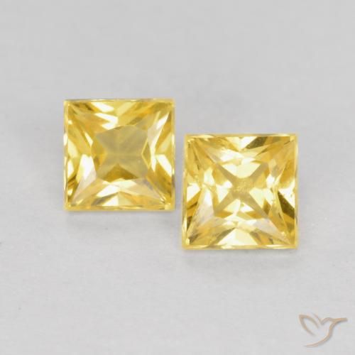 0.53ctw Naturale Giallo medio Zaffiro, Quadrato, VS