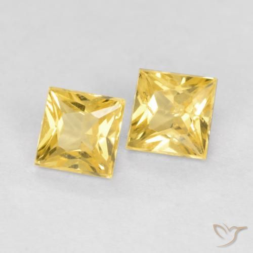 Gemme di Zaffiro Giallo medio naturale da 0.53 ct, Quadrato, VS