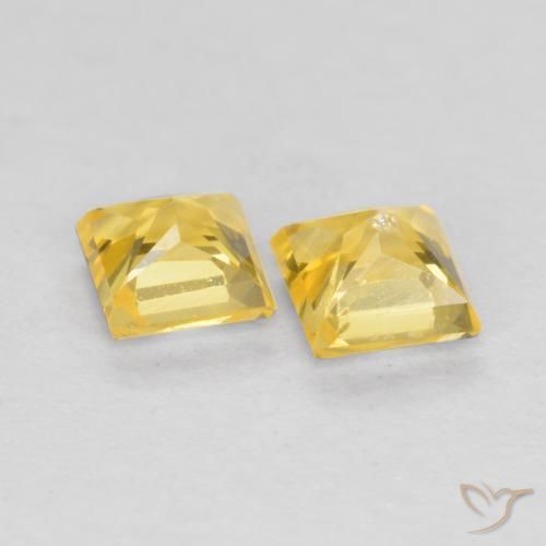 Gemme di Zaffiro Giallo medio naturale da 0.53 ct, Quadrato, VS