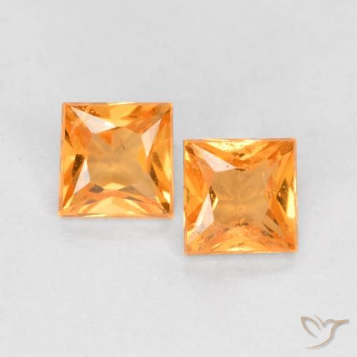 0.50ctw Naturale Arancio Medio Zaffiro, Quadrato, VS