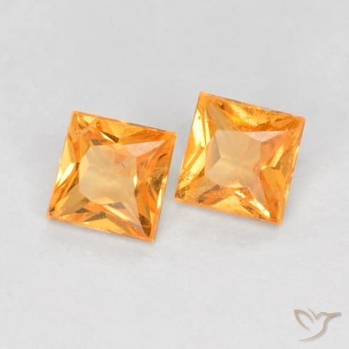 Gemme di Zaffiro Arancio Medio naturale da 0.50 ct, Quadrato, VS