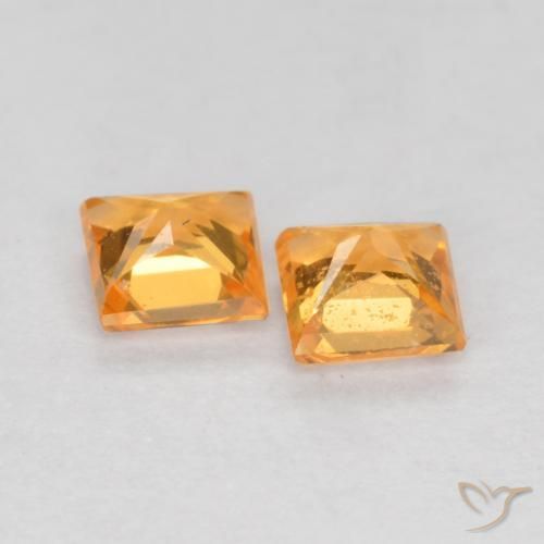 Gemme di Zaffiro Arancio Medio naturale da 0.50 ct, Quadrato, VS