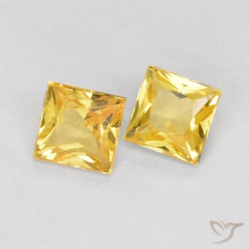 Gemme di Zaffiro Giallo Toscana naturale da 0.47 ct, Quadrato, VS
