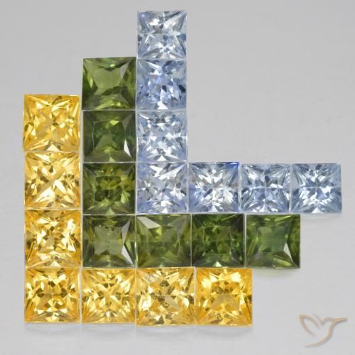 Gemme di Zaffiro Multicolore naturale da 4.18 ct, Quadrato, VS