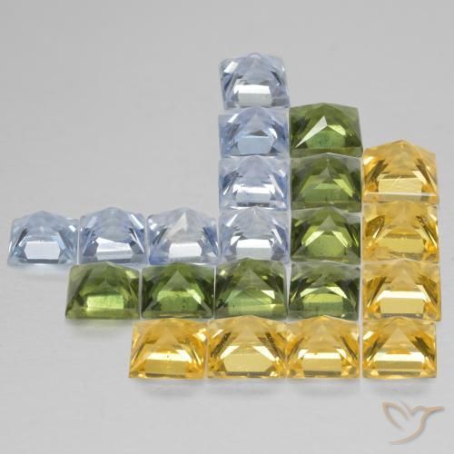 Gemme di Zaffiro Multicolore naturale da 4.18 ct, Quadrato, VS
