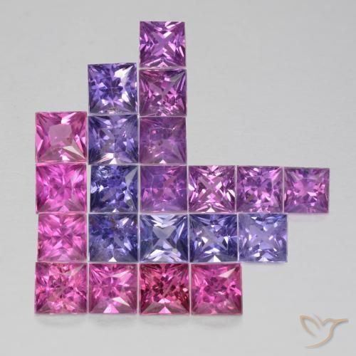 Gemme di Zaffiro Multicolore naturale da 2.78 ct, Quadrato, VS
