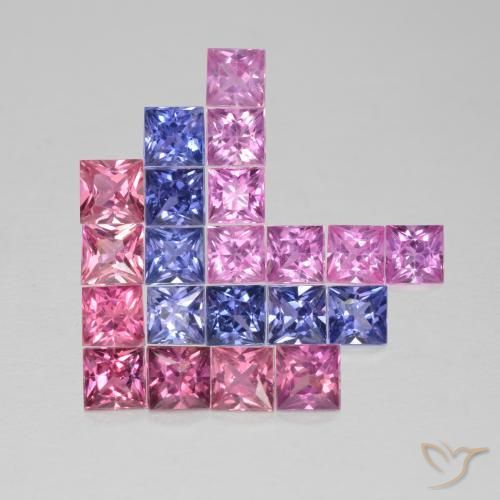 Gemme di Zaffiro Multicolore naturale da 1.92 ct, Quadrato, VS