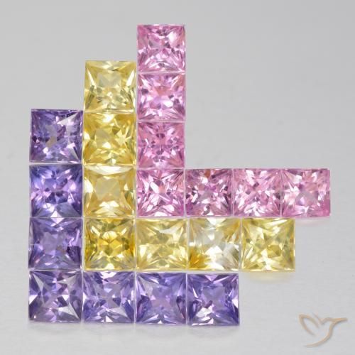 Gemme di Zaffiro Multicolore naturale da 1.43 ct, Quadrato, VS