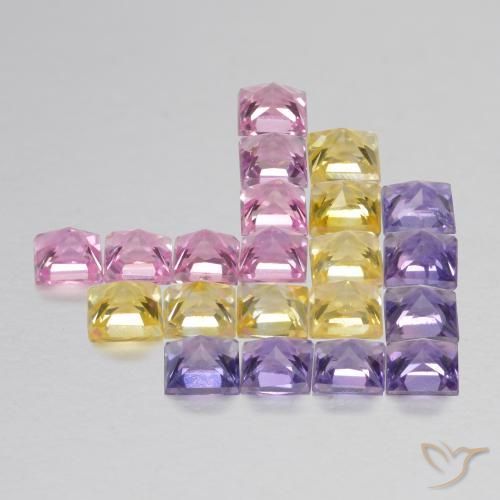 Gemme di Zaffiro Multicolore naturale da 1.43 ct, Quadrato, VS