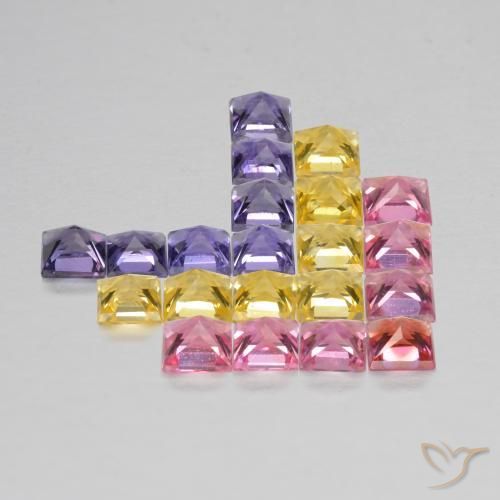 Gemme di Zaffiro Multicolore naturale da 1.88 ct, Quadrato, VS