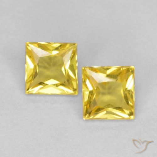 0.48ctw Naturale Giallo Zaffiro, Quadrato, VS