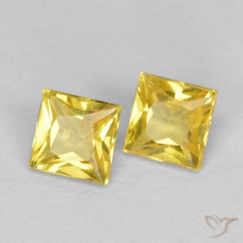 Gemme di Zaffiro Giallo naturale da 0.48 ct, Quadrato, VS