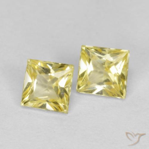 Gemme di Zaffiro Giallo medio-chiaro naturale da 0.57 ct, Quadrato, VS