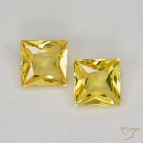 0.46ctw Naturale Giallo Zaffiro, Quadrato, VS