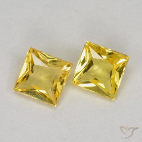 Gemme di Zaffiro Giallo naturale da 0.46 ct, Quadrato, VS