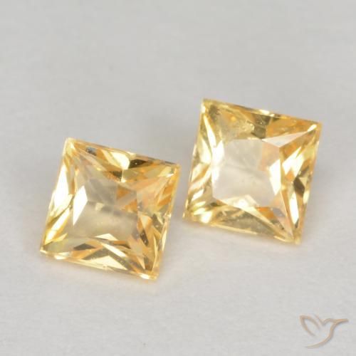 Gemme di Zaffiro Oro chiaro naturale da 0.54 ct, Quadrato, VS