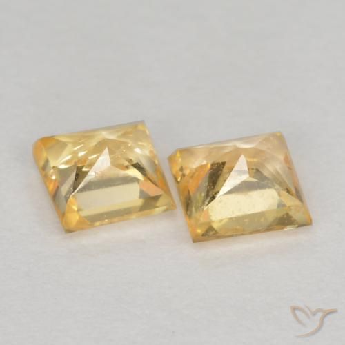 Gemme di Zaffiro Oro chiaro naturale da 0.54 ct, Quadrato, VS