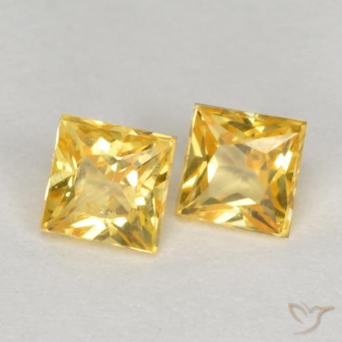 Gemme di Zaffiro Dorato medio naturale da 0.61 ct, Quadrato, VS