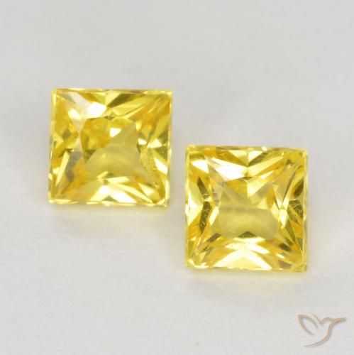 Gemme di Zaffiro Giallo naturale da 0.54 ct, Quadrato, VS