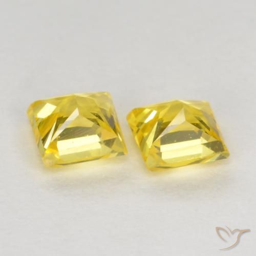 Gemme di Zaffiro Giallo naturale da 0.54 ct, Quadrato, VS