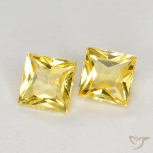 Gemme di Zaffiro Giallo Toscana naturale da 0.50 ct, Quadrato, VS