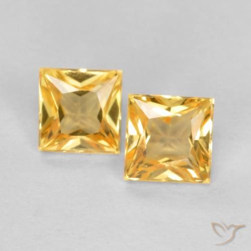 Gemme di Zaffiro Arancio chiaro-Oro naturale da 0.49 ct, Quadrato, VS