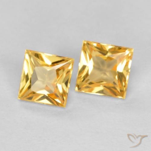Gemme di Zaffiro Arancio chiaro-Oro naturale da 0.49 ct, Quadrato, VS