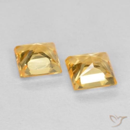 Gemme di Zaffiro Arancio chiaro-Oro naturale da 0.49 ct, Quadrato, VS