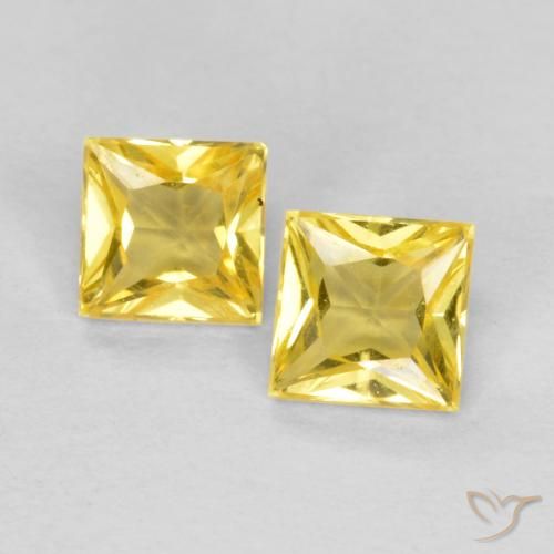 0.48ctw Naturale Giallo Toscana Zaffiro, Quadrato, VS