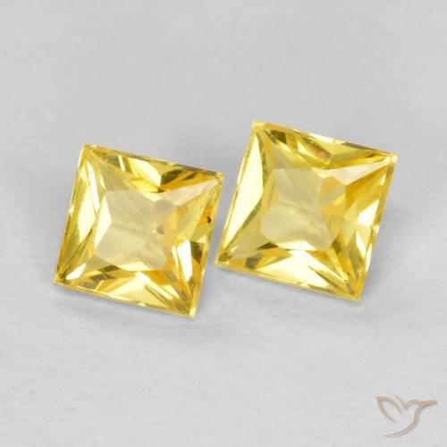 Gemme di Zaffiro Giallo Toscana naturale da 0.48 ct, Quadrato, VS