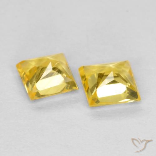 Gemme di Zaffiro Giallo Toscana naturale da 0.48 ct, Quadrato, VS