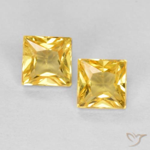 Gemme di Zaffiro Oro medio naturale da 0.48 ct, Quadrato, VS