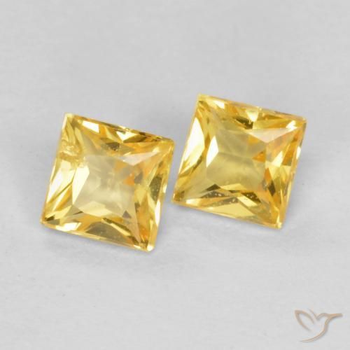 Gemme di Zaffiro Oro medio naturale da 0.48 ct, Quadrato, VS
