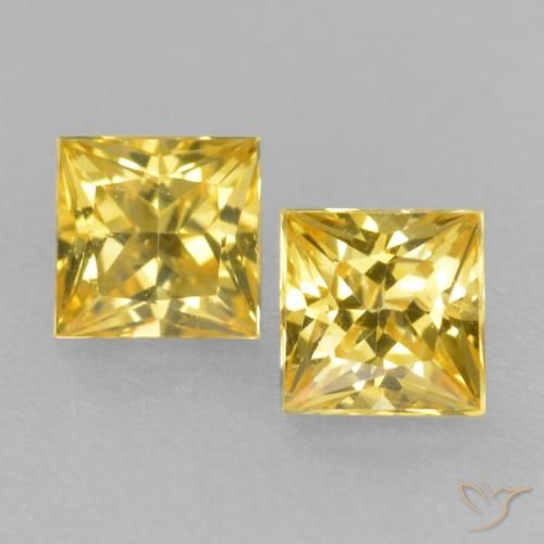 0.49ctw Naturale Giallo medio Zaffiro, Quadrato, VVS-VS