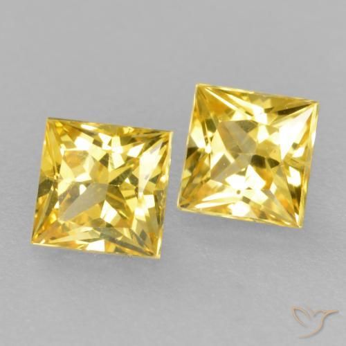 Gemme di Zaffiro Giallo medio naturale da 0.49 ct, Quadrato, VVS-VS